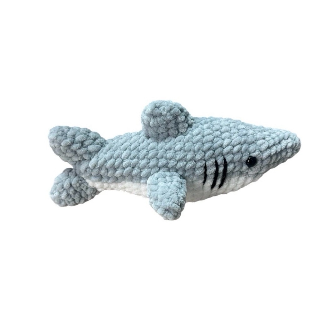 Handmade Gray Crochet Shark Plushie